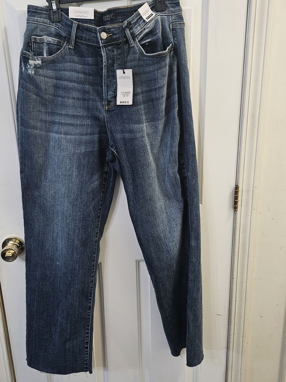 NWT Judy Blue Women's High Waist Size 16W Dark Wash Raw Hem Stretch